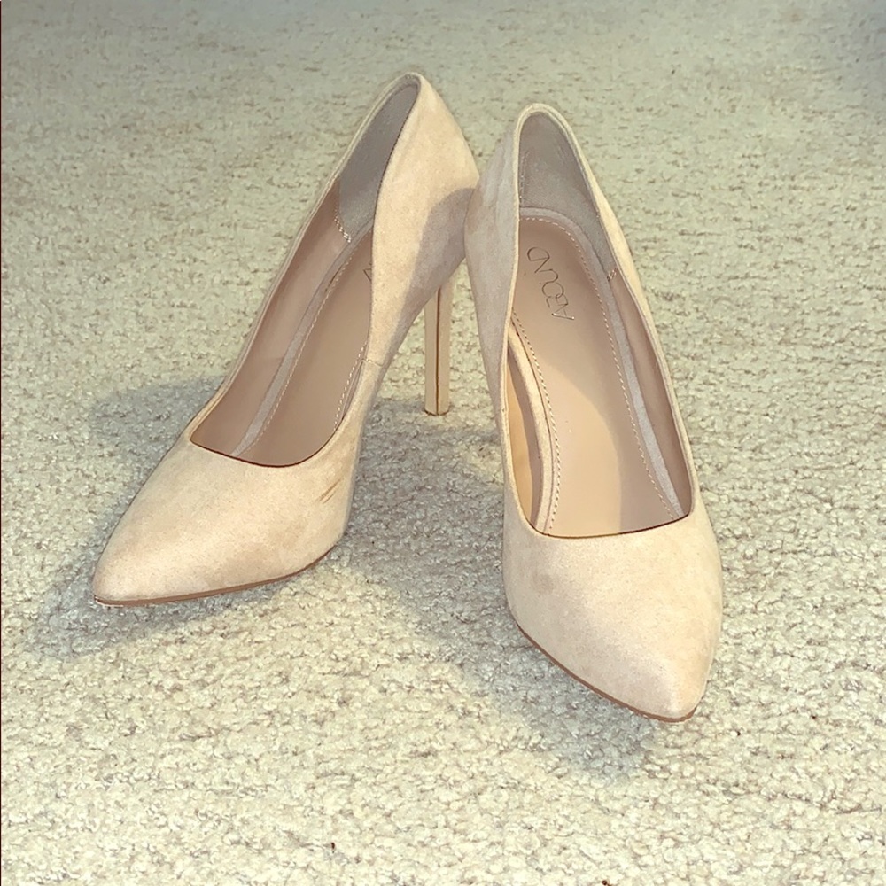 Nude suede heels